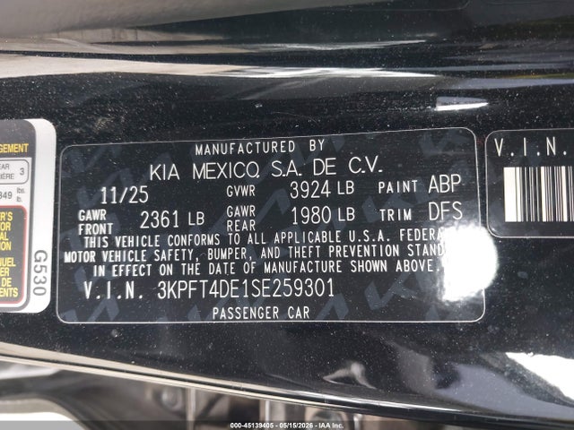 KIA K4 Lx 2025 3KPFT4DE1SE259301 Image 9