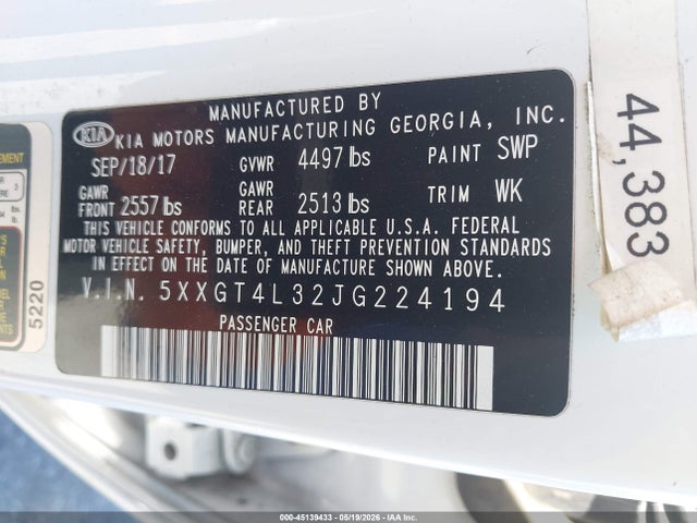 KIA Optima S 2018 5XXGT4L32JG224194 Image 9