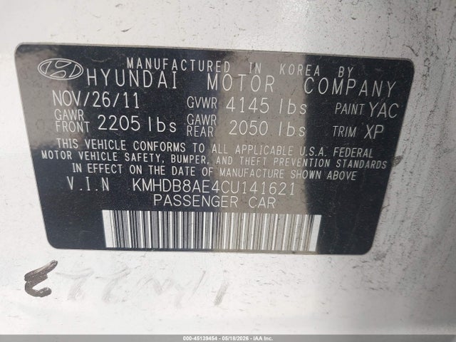 Продаж на аукціоні авто 2012 Hyundai Elantra Touring Gls, vin: KMHDB8AE4CU141621, номер лоту: 45139454