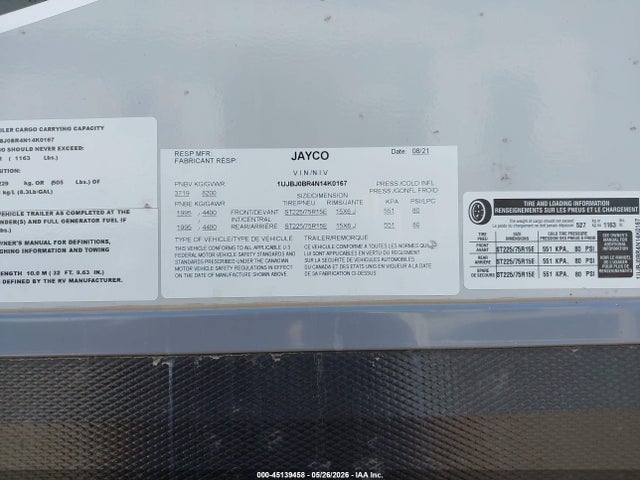Jayco Other 2022 1UJBJ0BR4N14K0167 Image 9