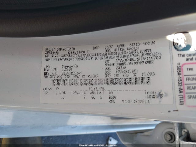Продаж на аукціоні авто 2017 Ford Fiesta Se, vin: 3FADP4BJ5HM110700, номер лоту: 45139470
