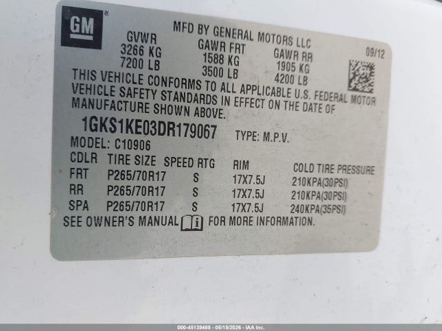 Aukcja sprzedaży 2013 Gmc Yukon Xl 1500 Slt, vin: 1GKS1KE03DR179067, numer aukcji: 45139488