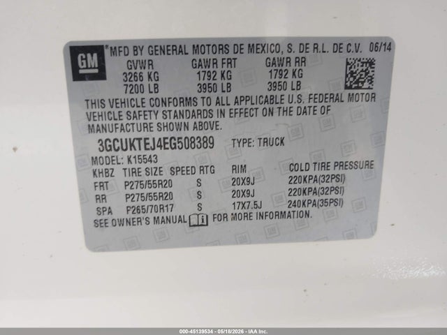 3GCUKTEJ4EG508389 Chevrolet Silverado 1500 High Country