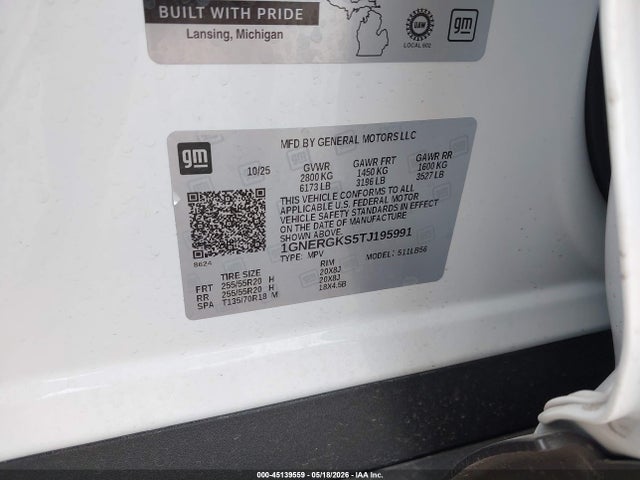 1GNERGKS5TJ195991 Chevrolet Traverse Fwd Lt