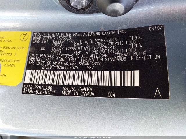 Продаж на аукціоні авто 2008 Lexus Rx 350, vin: 2T2HK31UX8C067573, номер лоту: 45139593