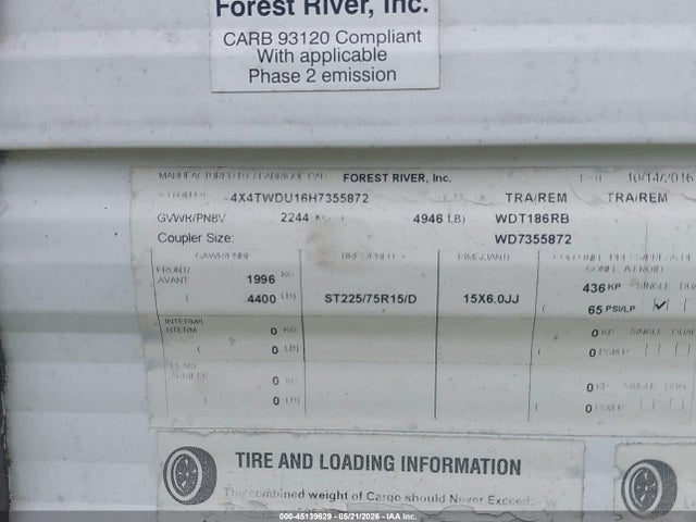 Forest River Wildwood 2017 4X4TWDU16H7355872 Image 9