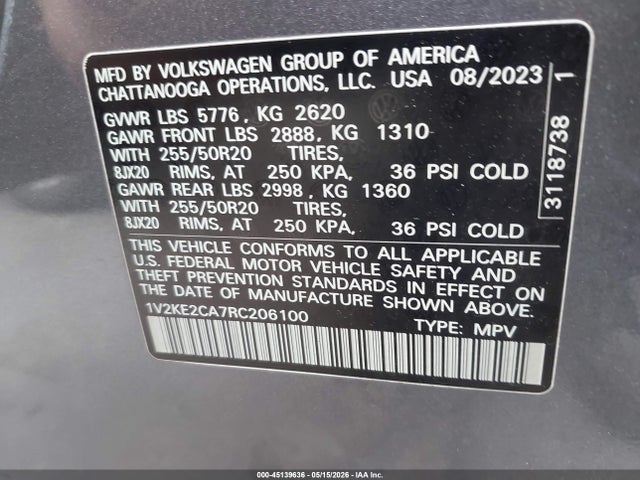 Aukcja sprzedaży 2024 Volkswagen Atlas Cross Sport 2.0t Se W/technology, vin: 1V2KE2CA7RC206100, numer aukcji: 45139636