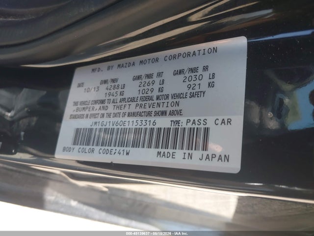Продаж на аукціоні авто 2014 Mazda Mazda6 I Touring, vin: JM1GJ1V60E1153316, номер лоту: 45139637