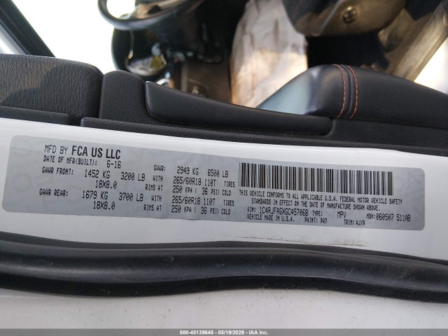 1C4RJFAGXGC457068 Jeep Grand Cherokee 75th Anniversary