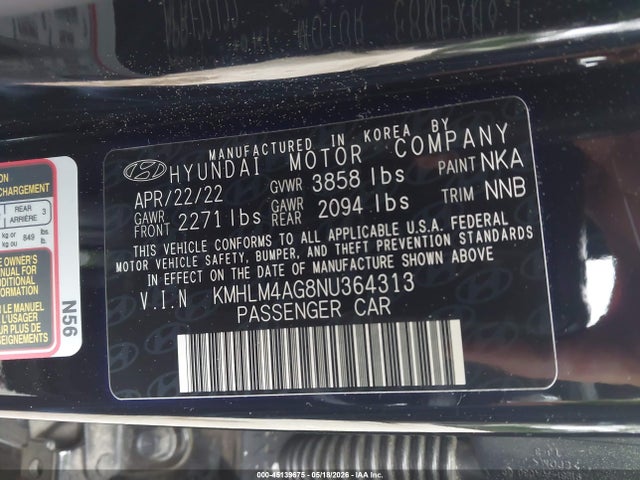 Hyundai ELANTRA SEL 2022 KMHLM4AG8NU364313 Image 9