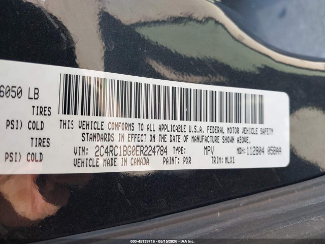 Продажа на аукционе авто 2014 Chrysler Town & Country Touring, vin: 2C4RC1BG0ER224784, номер лота: 45139716