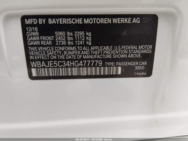WBAJE5C34HG477779 BMW 540I