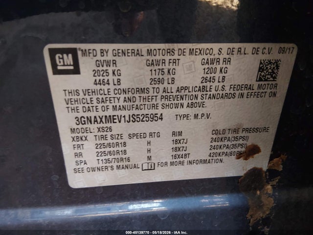Chevrolet Equinox Premier 2018 3GNAXMEV1JS525954 Image 9
