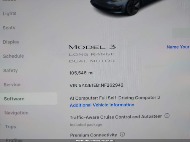 Aukcja sprzedaży 2022 Tesla Model 3 Long Range Dual Motor All-wheel Drive, vin: 5YJ3E1EB1NF262942, numer aukcji: 45139803