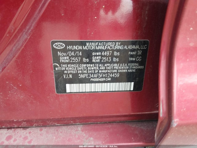 Продажа на аукционе авто 2015 Hyundai Sonata Sport, vin: 5NPE34AF5FH124459, номер лота: 45139860