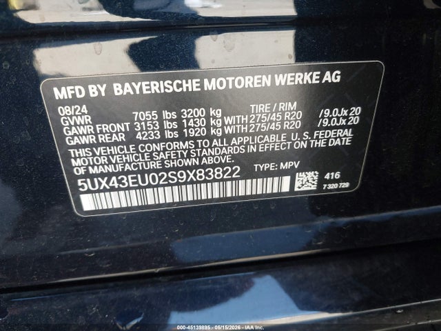 BMW X5 Phev Xdrive50e 2025 5UX43EU02S9X83822 Image 9