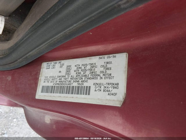 Продажа на аукционе авто 1999 Toyota Tacoma, vin: 4TAPM62N5XZ414827, номер лота: 45139904