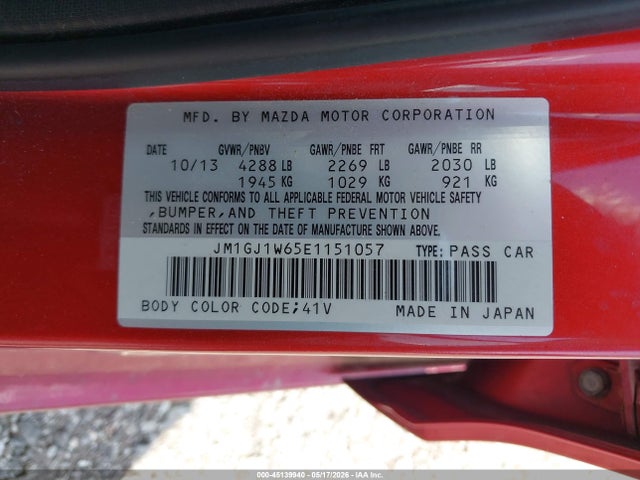 Продажа на аукционе авто 2014 Mazda Mazda6 I Grand Touring, vin: JM1GJ1W65E1151057, номер лота: 45139940