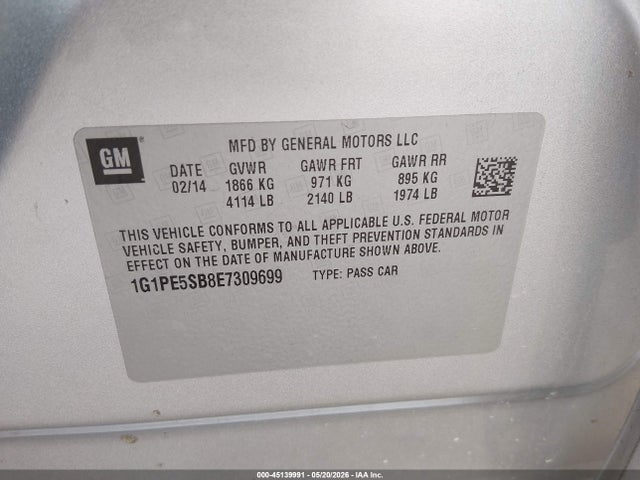 1G1PE5SB8E7309699 Chevrolet Cruze 2lt Auto