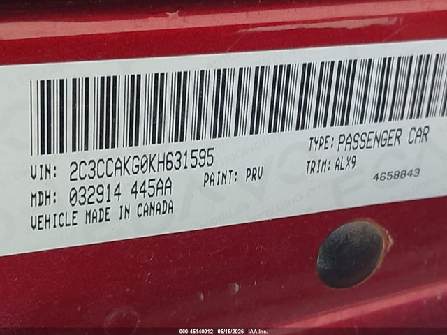 2019 Chrysler 300 Limited Awd მანქანა იყიდება აუქციონზე, vin: 2C3CCAKG0KH631595, აუქციონის ნომერი: 45140012