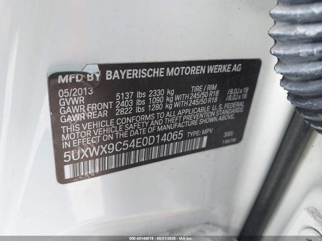 Auction sale of the 2014 Bmw X3 Xdrive28i, vin: 5UXWX9C54E0D14065, lot number: 45140019