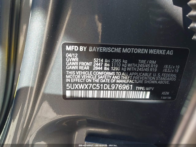 2013 Bmw X3 Xdrive35i მანქანა იყიდება აუქციონზე, vin: 5UXWX7C51DL976961, აუქციონის ნომერი: 45140037