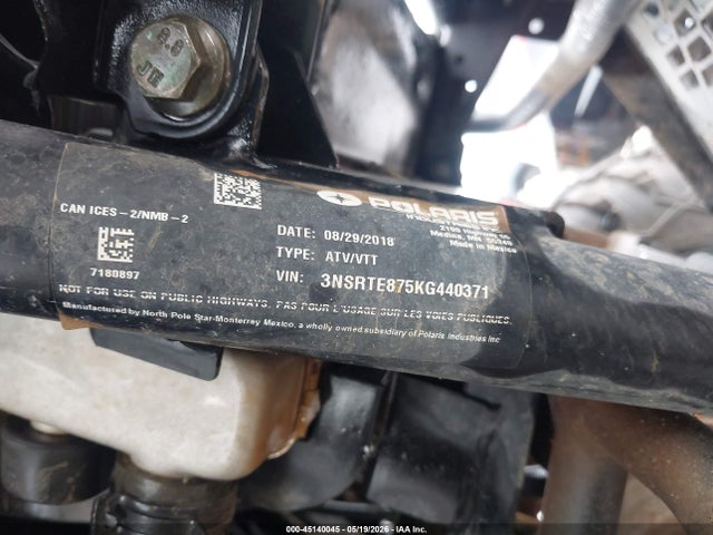 2019 Polaris Ranger Xp 900 Eps მანქანა იყიდება აუქციონზე, vin: 3NSRTE875KG440371, აუქციონის ნომერი: 45140045