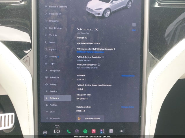 Продаж на аукціоні авто 2020 Tesla Model X, vin: 5YJXCBE28LF270109, номер лоту: 45140124