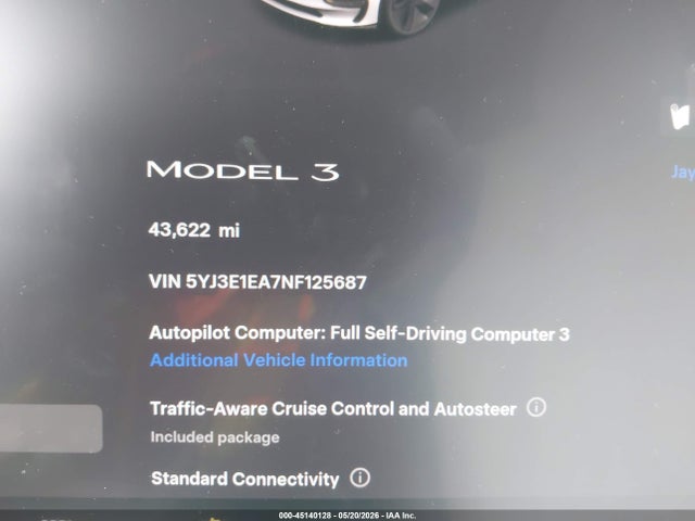 Tesla Model 3 Rear-wheel Drive 2022 5YJ3E1EA7NF125687 Image 7