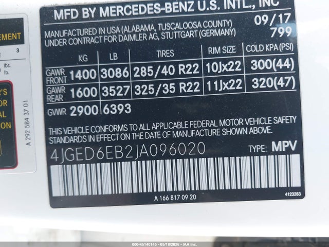 45140145 :رقم المزاد ، 4JGED6EB2JA096020 vin ، 2018 Mercedes-benz Amg Gle 43 Coupe 4matic مزاد بيع