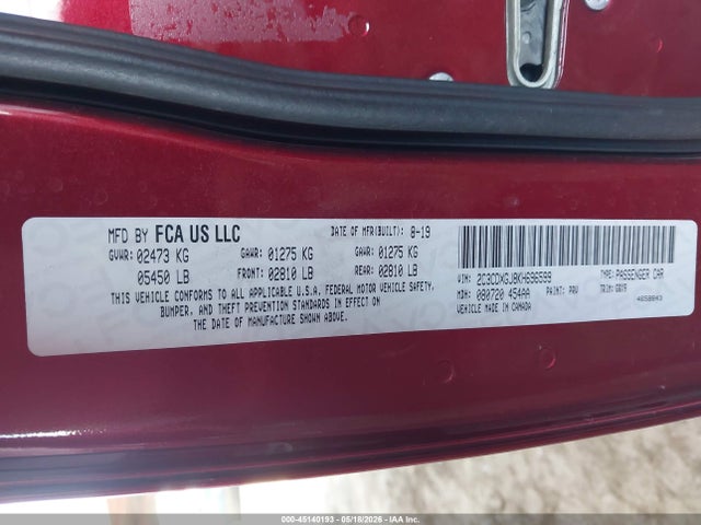 45140193 :رقم المزاد ، 2C3CDXGJ8KH696599 vin ، 2019 Dodge Charger Scat Pack Rwd مزاد بيع