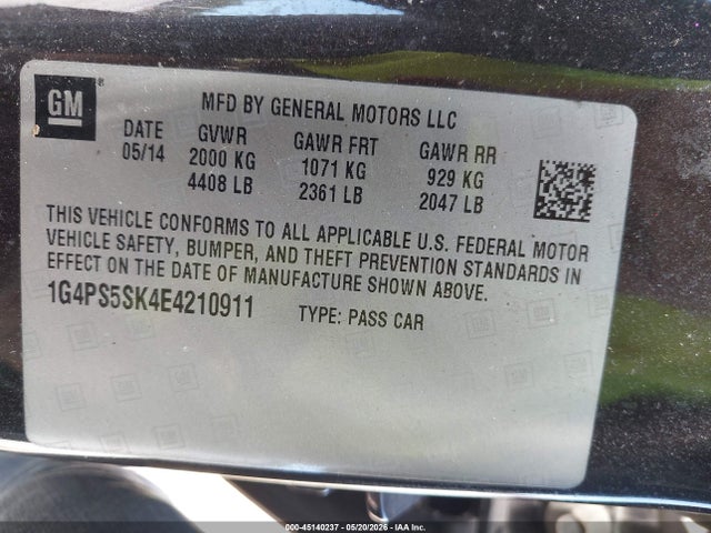 45140237 :رقم المزاد ، 1G4PS5SK4E4210911 vin ، 2014 Buick Verano Leather Group مزاد بيع