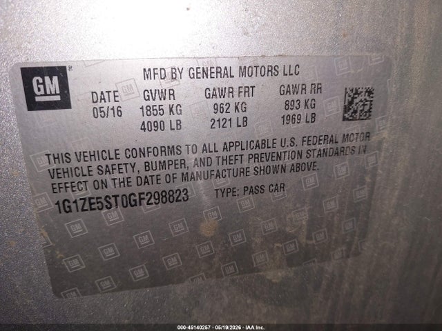 Chevrolet MALIBU 1LT 2016 1G1ZE5ST0GF298823 Image 9
