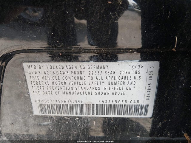 Продаж на аукціоні авто 2009 Volkswagen Rabbit S, vin: WVWDB71K59W146649, номер лоту: 45140279