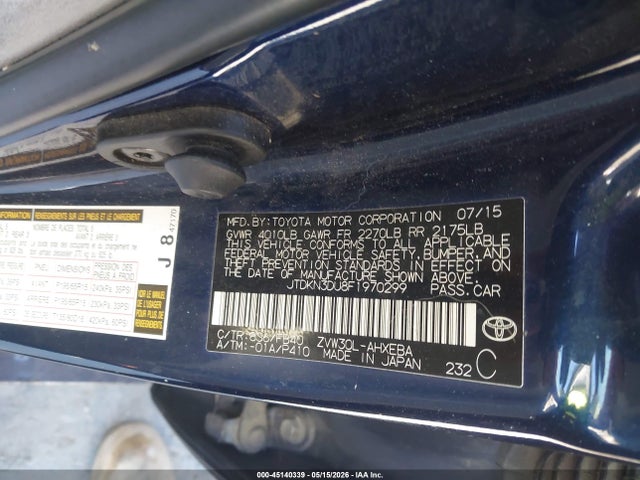 Toyota Prius Two 2015 JTDKN3DU8F1970299 Image 9