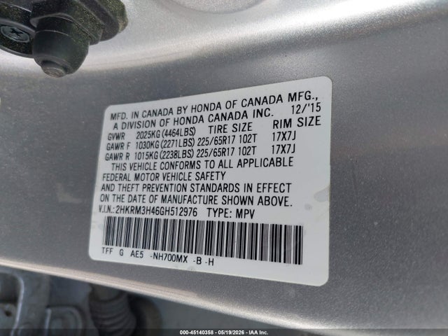 2HKRM3H46GH512976 Honda CR-V SE