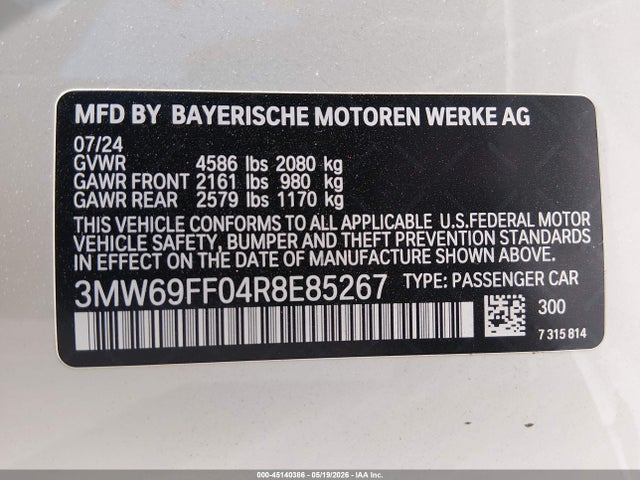 Продажа на аукционе авто 2024 Bmw 330i, vin: 3MW69FF04R8E85267, номер лота: 45140386