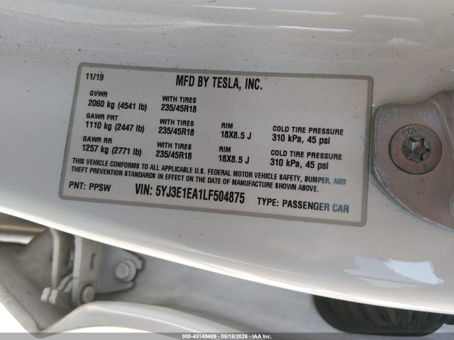 5YJ3E1EA1LF504875 Tesla Model 3 Standard Range Plus Rear-wheel Drive/standard Range Rear-wheel Drive