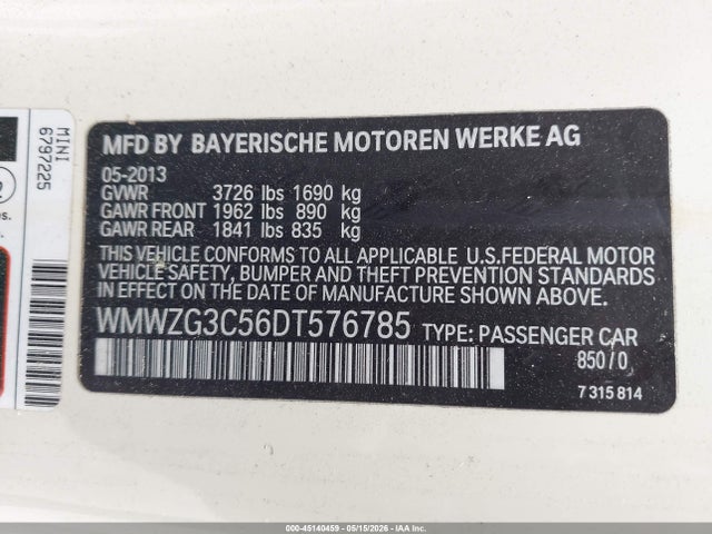 Aukcja sprzedaży 2013 Mini Clubman Cooper S, vin: WMWZG3C56DT576785, numer aukcji: 45140459
