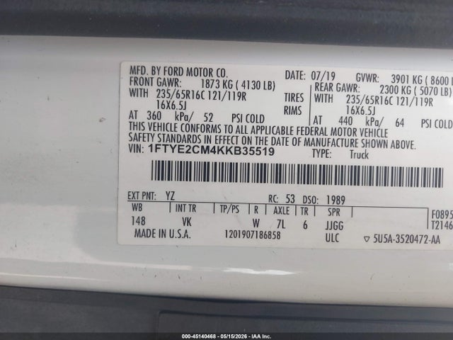 Ford Transit-150 2019 1FTYE2CM4KKB35519 Image 9
