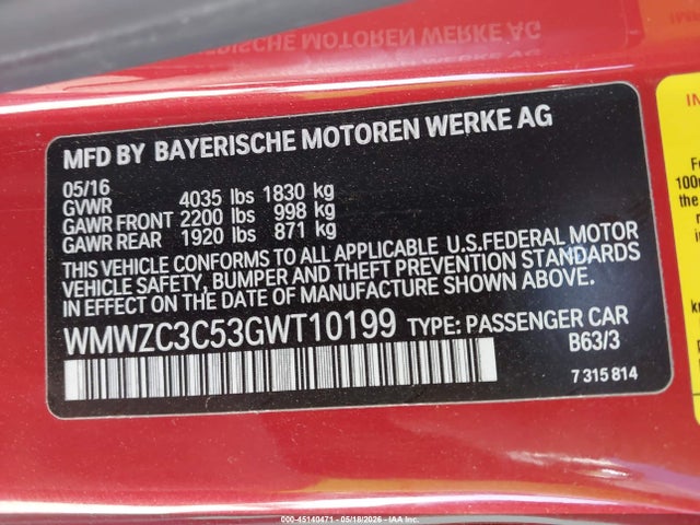 Aukcja sprzedaży 2016 Mini Countryman Cooper S, vin: WMWZC3C53GWT10199, numer aukcji: 45140471