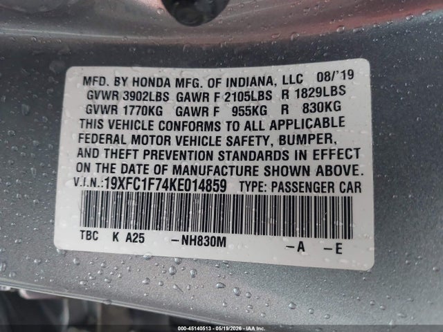 Honda Civic Ex-l 2019 19XFC1F74KE014859 Image 9