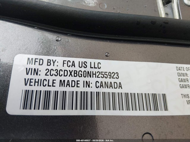 Aukcja sprzedaży 2022 Dodge Charger Sxt Rwd, vin: 2C3CDXBG0NH255923, numer aukcji: 45140537