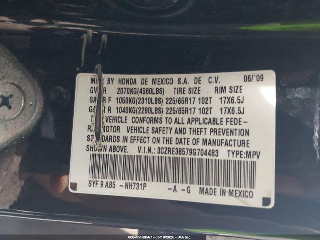 Aukcja sprzedaży 2009 Honda Cr-v Ex, vin: 3CZRE38579G704483, numer aukcji: 45140567