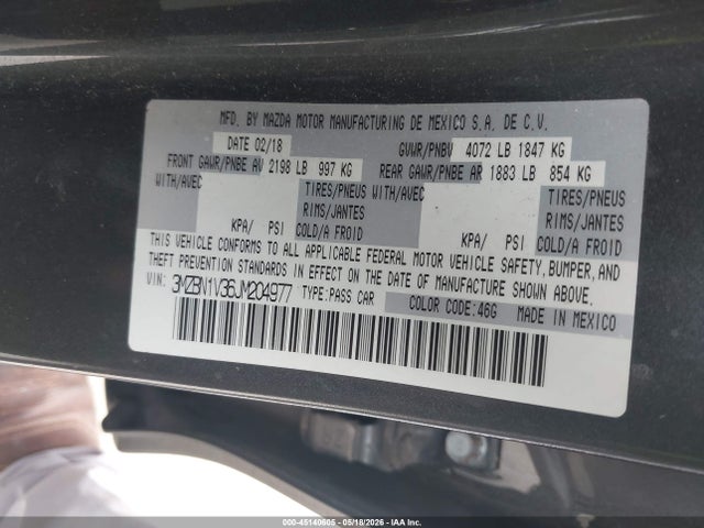 Mazda Mazda3 Touring 2018 3MZBN1V36JM204977 Image 9