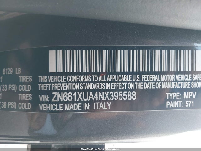 2022 Maserati Levante Gt მანქანა იყიდება აუქციონზე, vin: ZN661XUA4NX395588, აუქციონის ნომერი: 45140610