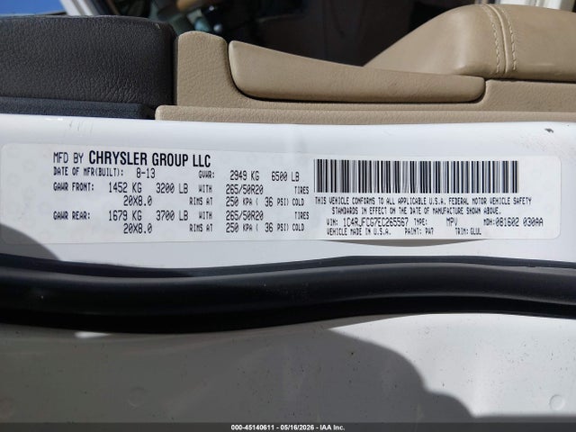 Aukcja sprzedaży 2014 Jeep Grand Cherokee Overland, vin: 1C4RJFCG7EC265567, numer aukcji: 45140611