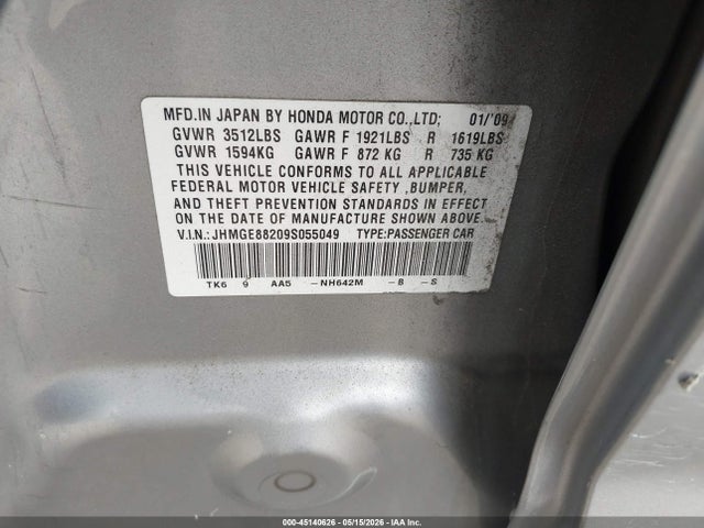 Aukcja sprzedaży 2009 Honda Fit, vin: JHMGE88209S055049, numer aukcji: 45140626