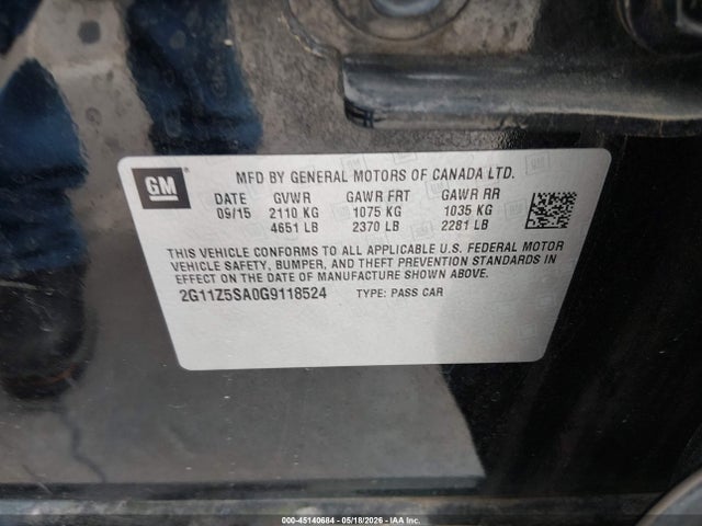 2G11Z5SA0G9118524 Chevrolet IMPALA LS