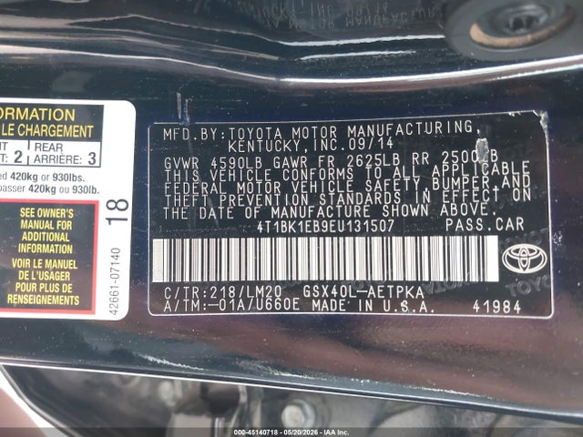Toyota AVALON LIMITED 2014 4T1BK1EB9EU131507 Image 9